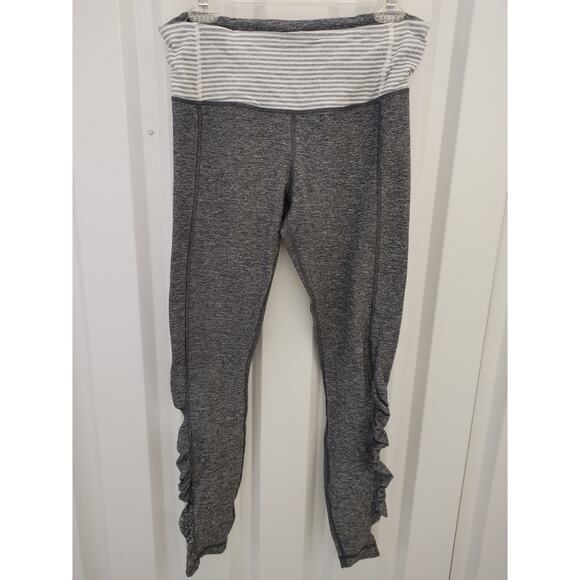 Lululemon Leggings Yogi Dance Heather Gray Ruching Legs Sz 10 - Picture 1 of 6